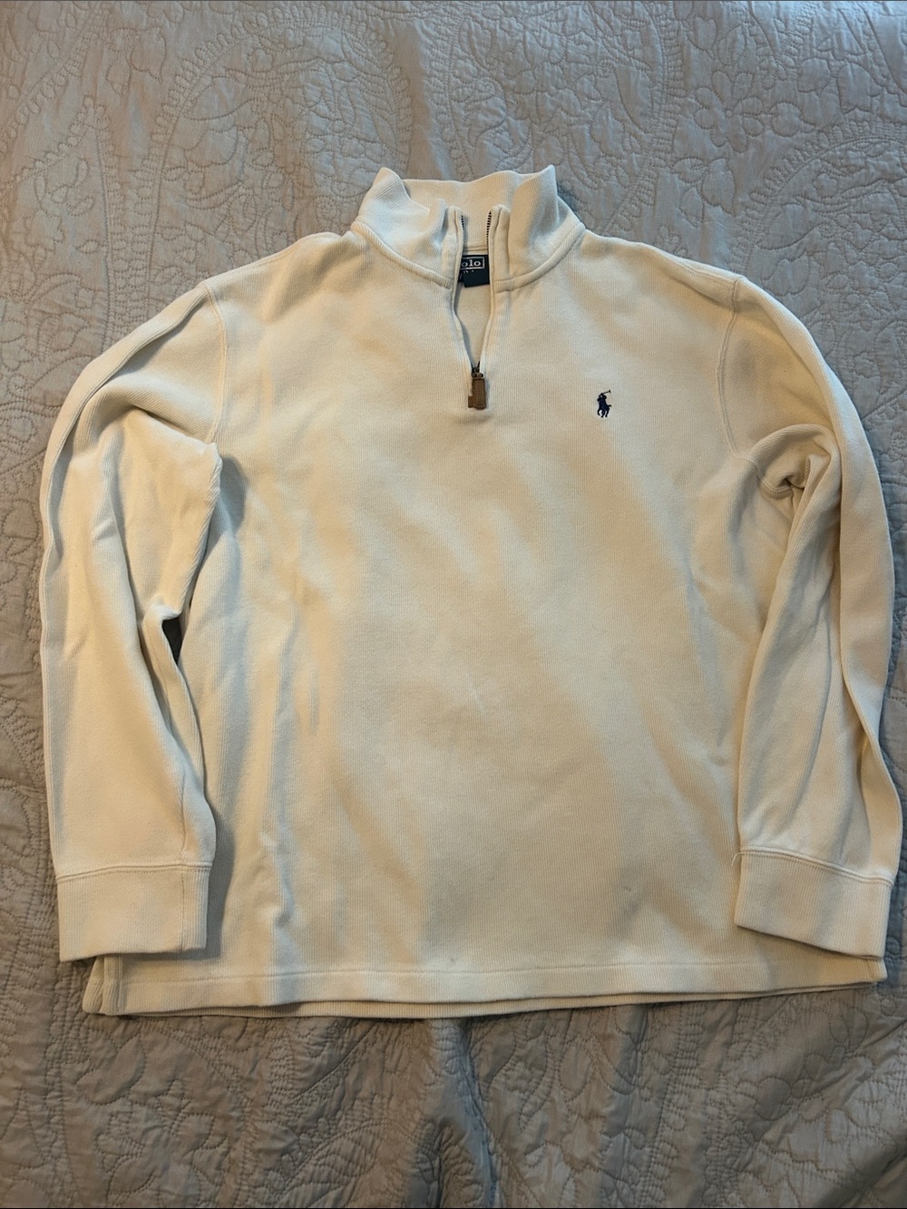 Ralph Lauren Cream Half-Zip Mock Neck Sweater